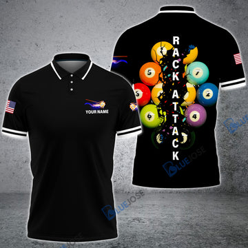 BlueJose Billiard Personalized Polo Shirt For Rack Attack Team