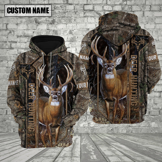 BlueJose Personalized Name Deer Hunting Camo Punished Skull Pattern 3D Shirts ( 3 Colors )