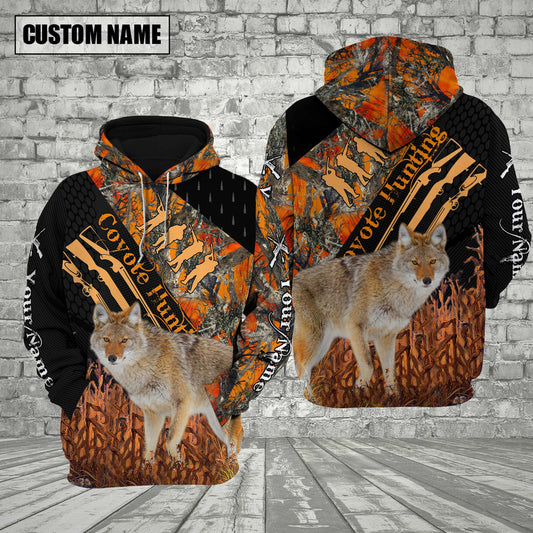 BlueJose Customized Name Coyote Hunting Orange Camo 3D Shirt