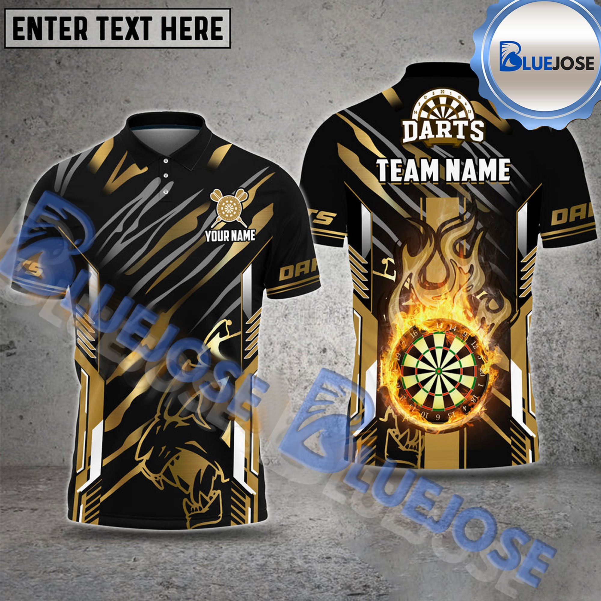 BlueJose Darts Flame Premium Tiger Pattern Personalized Name, Team Nam ...