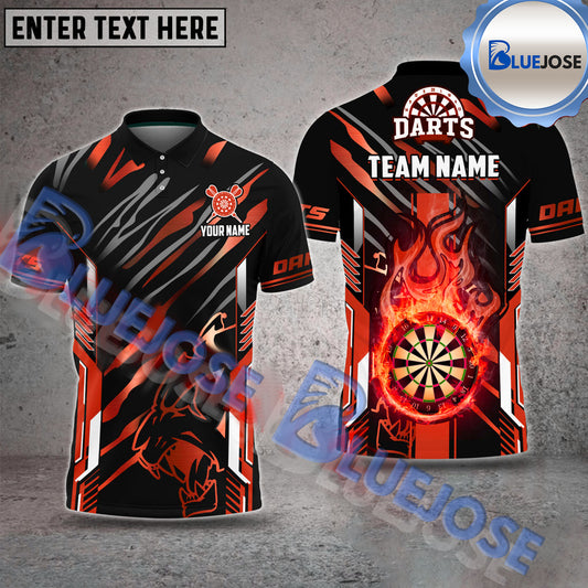 BlueJose Darts Flame Premium Tiger Pattern Personalized Name, Team Name 3D Shirt (4 Colors)