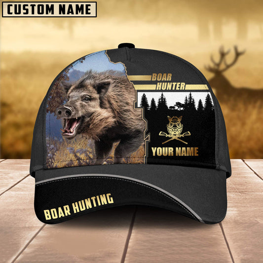 BlueJose Boar Hunting Forest Pattern Multicolor Personalized Name 3D Cap ( 2 Colors )