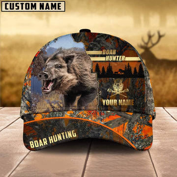 BlueJose Boar Hunting Forest Pattern Multicolor Personalized Name 3D Cap ( 2 Colors )