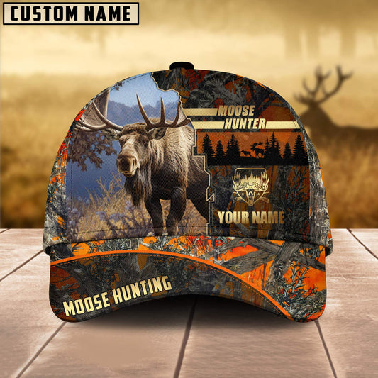 BlueJose Moose Hunting Forest Pattern Multicolor Personalized Name 3D Cap ( 2 Colors )