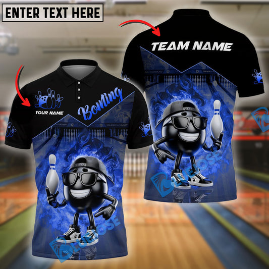 BlueJose Bowling Ball & Pins Fire Funny Bowling Ball Multicolor Options Personalized Name, Team Name 3D Shirt (4 Colors)