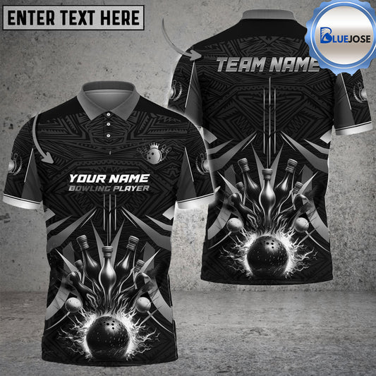 BlueJose Bowling And Pins Thunder Straight Down Customized Name 3D Shirt (4 Colors)