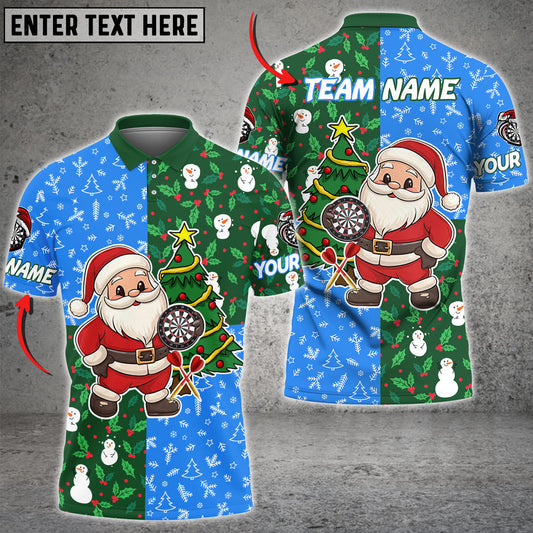 BlueJose Darts Merry Christmas Santa Multicolor Option Customized Name Shirt (3 Colors)