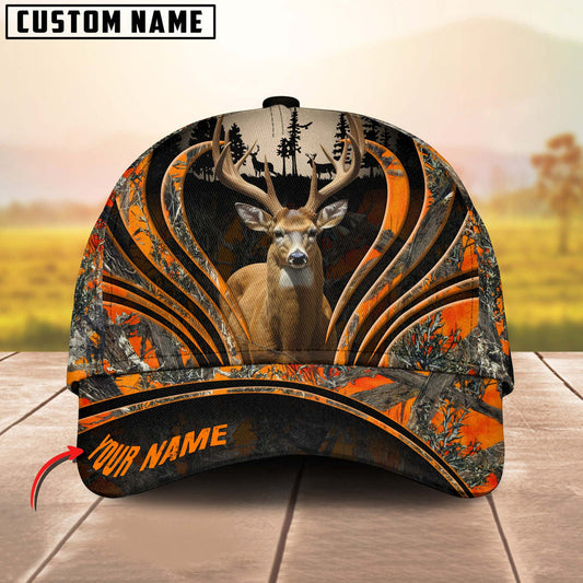 BlueJose Deer Hunting Line Camo Pattern Personalized Name Cap ( 5 Colors )