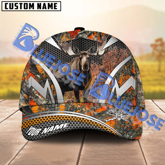 BlueJose Wilderness Moose Hunting Camo Pattern Multicolor Personalized Name 3D Cap (5 Colors)