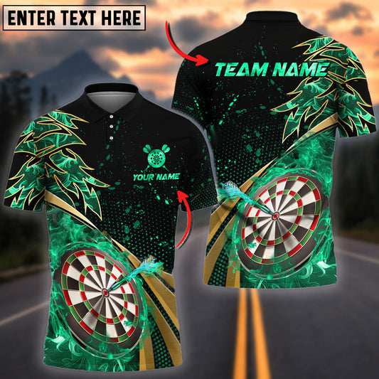 BlueJose Darts Flame Premium Golden Line Personalized Name, Team Name 3D Shirt (4 Colors)