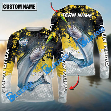 Bluejose Chinook Fishing Yellow White Jersey Sport Pattern Sun Protection Personalized Name Team Name 3D Shirts