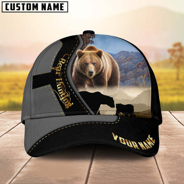 BlueJose Majestic Bear Hunting Gray And Black Gold Personalized Cap