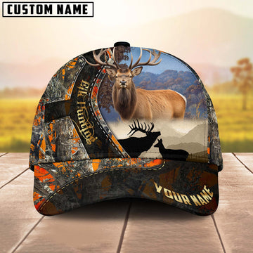 BlueJose Elk Hunting Orange Camouflage Personalized Cap