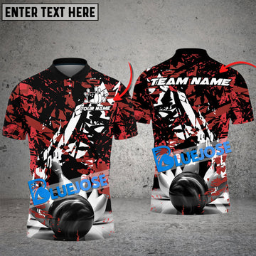 BlueJose Bowling And Pins Grunge Camo Customized Name 3D Shirt (4 Colors)