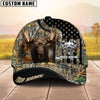 BlueJose Moose Hunting American Flag Camo Pattern Multicolor Personalized Name 3D Cap (4 colors)