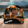 BlueJose Deer Hunting American Flag Pattern Multicolor Personalized Name 3D Cap (4 colors)