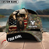 BlueJose Moose Hunting American Flag Pattern Multicolor Personalized Name 3D Cap (4 colors)