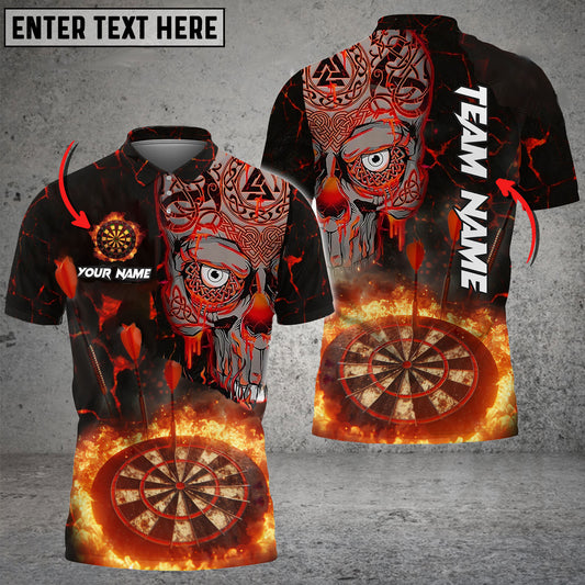 BlueJose Darts Flame Viking Warrior Skull Customized Name 3D Shirt (4 Colors)