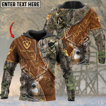 BlueJose Customized Name Deer Hunting Brown Camo Reaper 3D Shirt