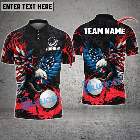 BlueJose Golf Almighty American Eagle Customized Name, Team Name 3D Shirts (4 Colors)