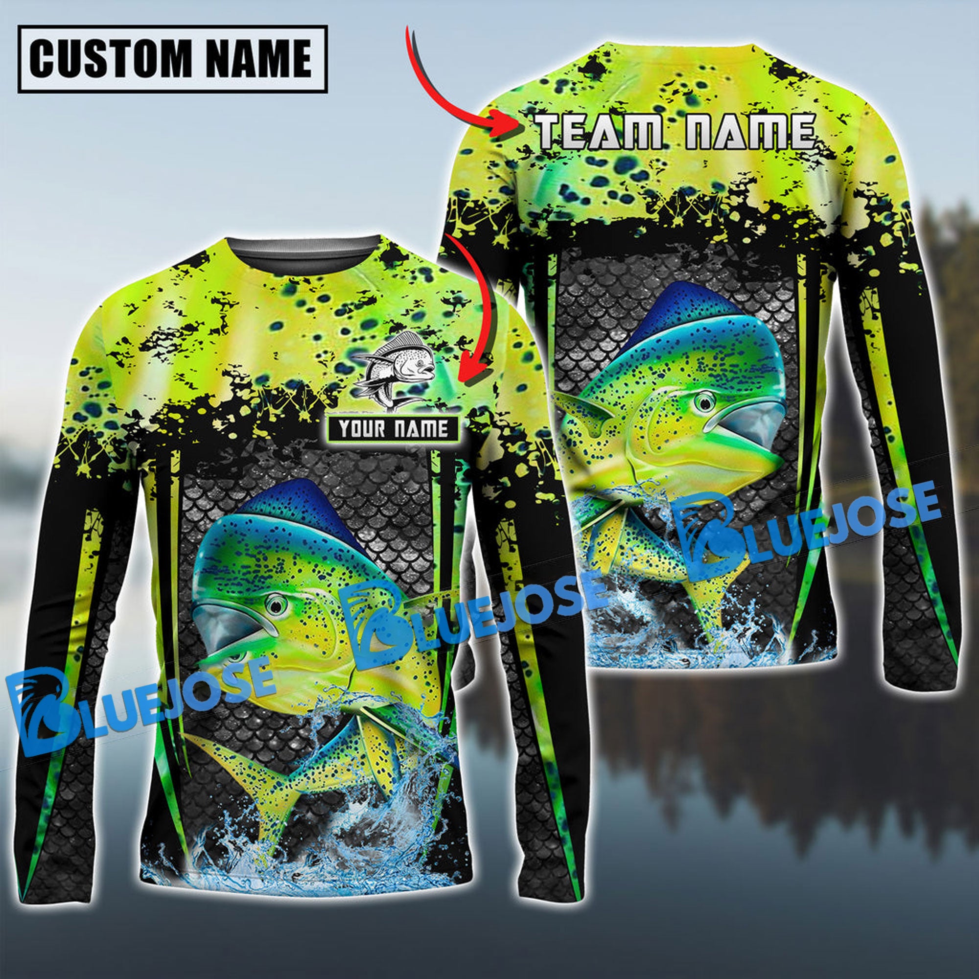 Bluejose Mahi-Mahi Fishing Skinfish Trophy Fish Pattern Custom Name ...