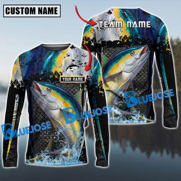 Bluejose Tuna Fishing Skinfish Trophy Fish Pattern Custom Name & Team Name 3D Shirts