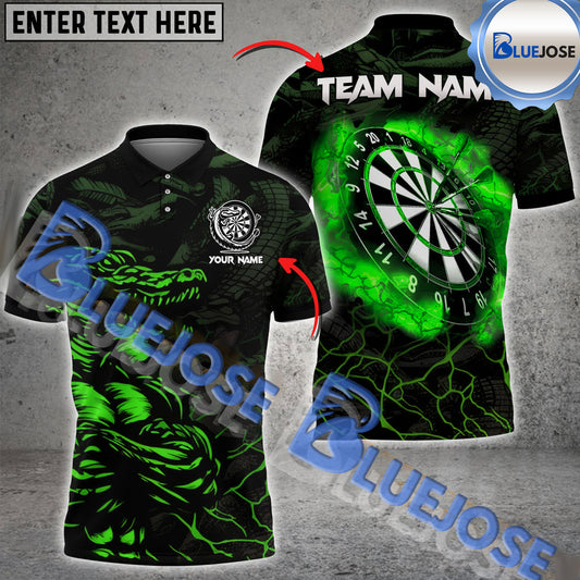 BlueJose Darts Crocodile Fire Pattern Personalized Name, Team Name 3D Shirt (4 Colors)