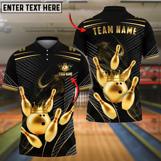 BlueJoses Bowling And Pins King Crown Customized Name 3D Shirt ( 6 Colors)