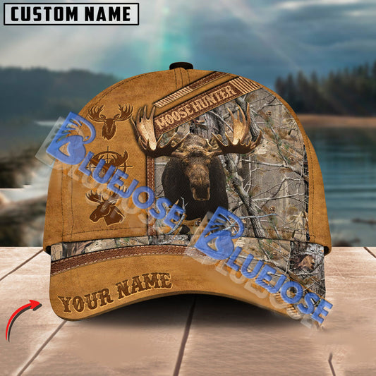 BlueJose Moose Hunting Camouflage Brown Leather Pattern  Multicolor Personalized Cap