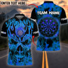 BlueJose Darts Skull Fire Pattern Personalized Name, Team Name 3D Shirt (4 Colors)