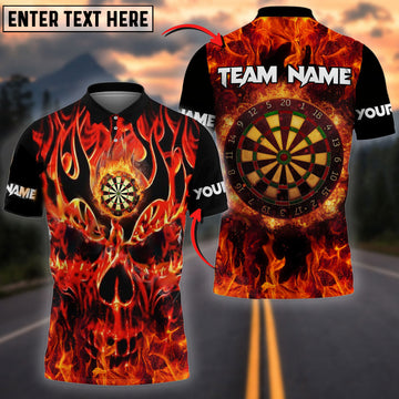 BlueJose Darts Skull Fire Pattern Personalized Name, Team Name 3D Shirt (4 Colors)