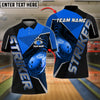 BlueJoses Bowling Ball & Pins Striker Bowling Ball Flame Multicolor Customized Name 3D Shirt ( 4 Colors )