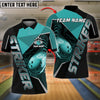 BlueJoses Bowling Ball & Pins Striker Bowling Ball Flame Multicolor Customized Name 3D Shirt ( 4 Colors )