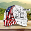 BlueJose Archery US Flag White Personalized Name Cap