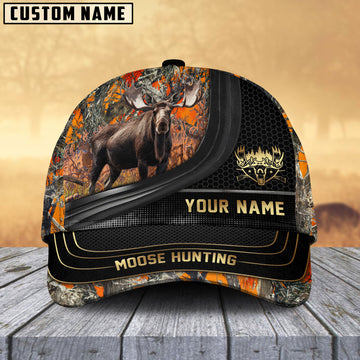 BlueJose Camouflage Moose Hunting Hexagon Pattern Personalized Name Cap ( 4 Colors )