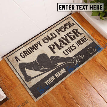 BlueJose Billiards Pool Players Personalized Name Doormat