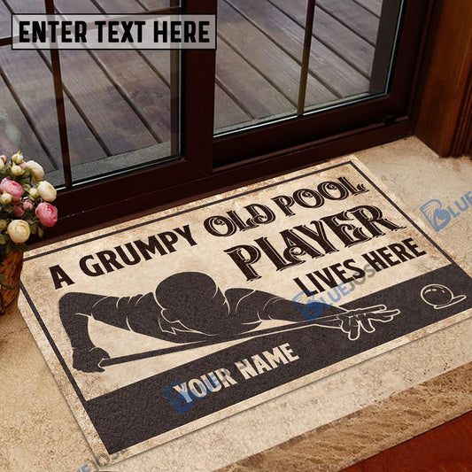 BlueJose Billiards Pool Players Personalized Name Doormat