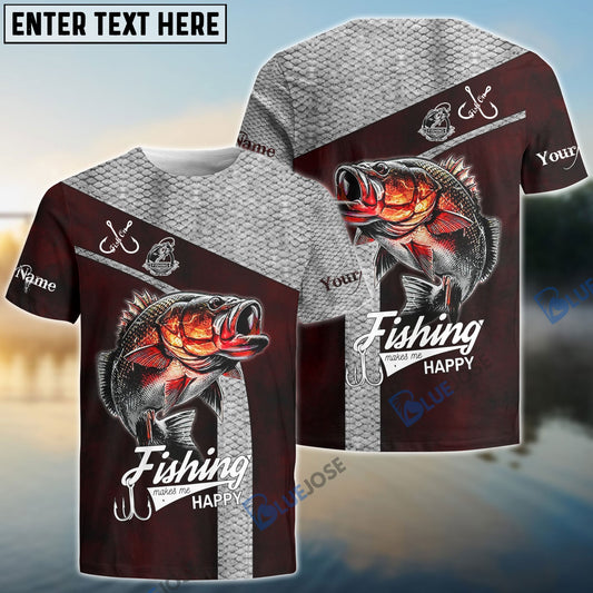 BlueJose Personalized Fishing Red Custom Name Shirt