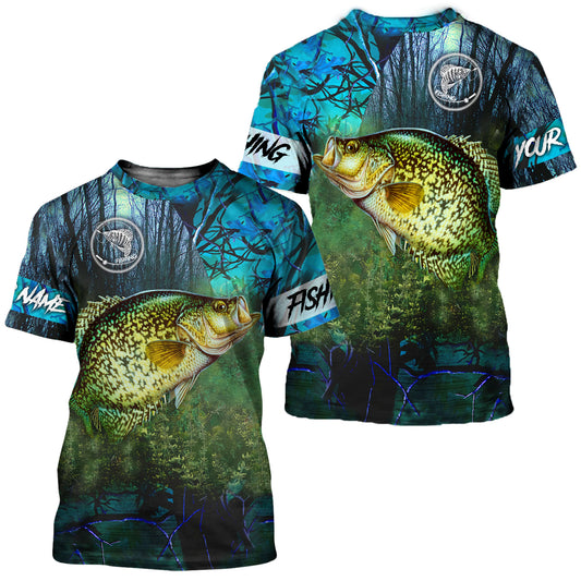 BlueJose Crappie Fishing Blue Camo Custom Name Shirt