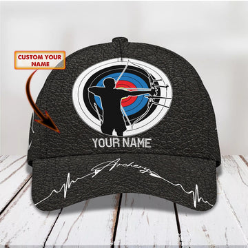 BlueJose Archery Black Leather Personalized Name Cap