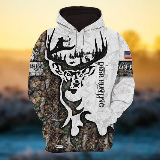 BlueJose Personalized Camo Deer Hunting Hoodies All Over Print Multicolored