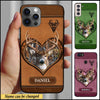 BlueJose Deer Hunting Leather Pattern Personalized Name Multicolor Phone Case (6 colors)