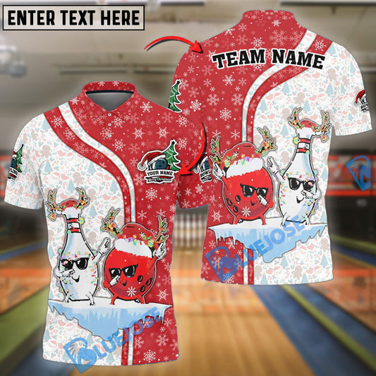 BlueJose Bowling And Pins Dab Christmas Personalized Shirt ( 3 Colors)