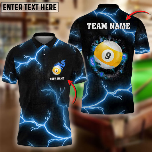 BlueJose Billiards Ball 9 The Power Of The God Of Thunder Personalized Name, Team Name Unisex Shirt (4 Colors)