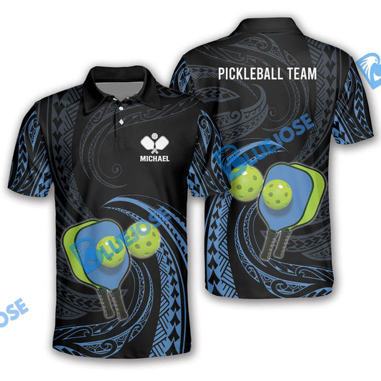 BlueJose Personalized Name, Team Name Just Dink Blue Tribal Pickleball 3D Shirt