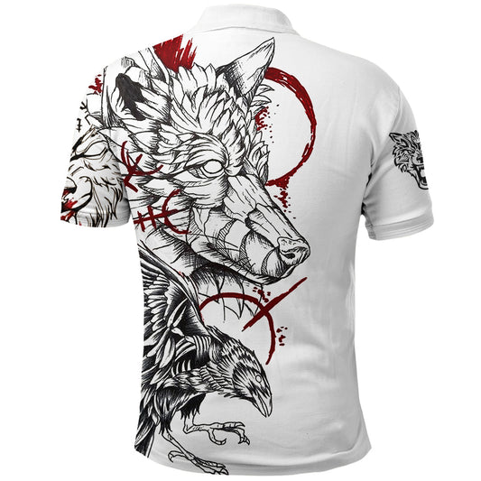 BlueJose Viking Style - Fenrir and Raven Blood Tattoo Polo Shirt