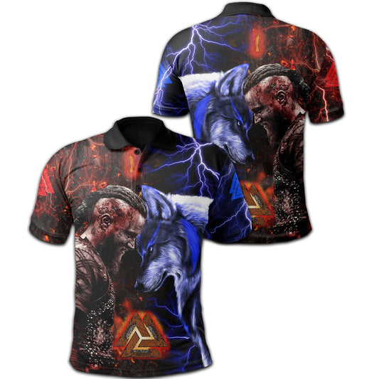 BlueJose Viking Style Polo Shirt - Ragnar And Wolf