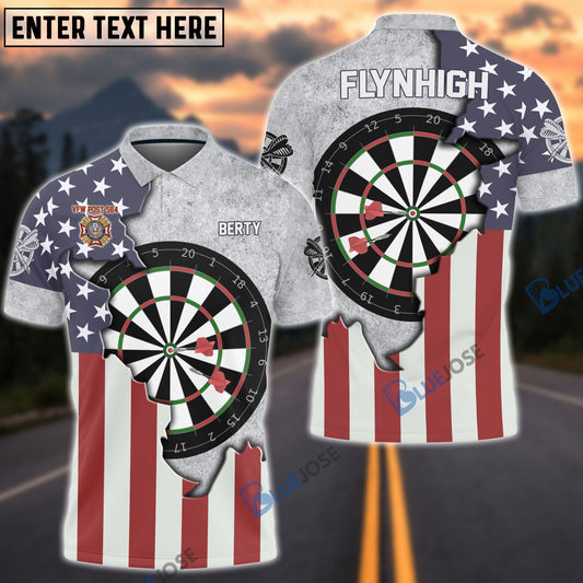 BlueJose Darts USA Flag Flynhigh Team Personalized Name, Team Name 3D Shirt