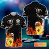 BlueJose Poker Four Of A Kind Aces Skull On Fire Personalized Name 3D Polo Shirt