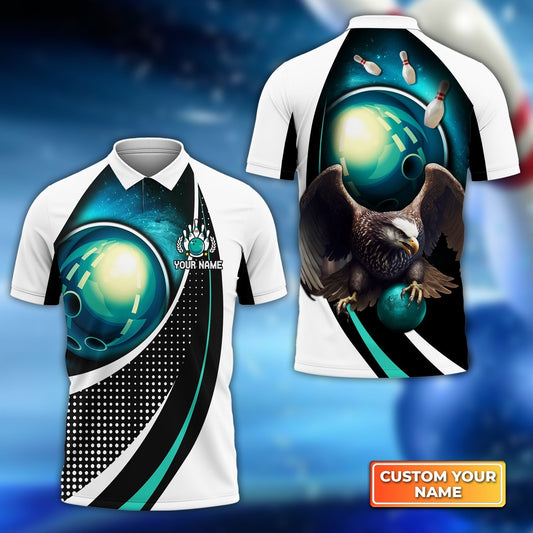 BlueJose Eagle Bowling Team Blue Bowling Ball Customized Name All Over Printed Shirt